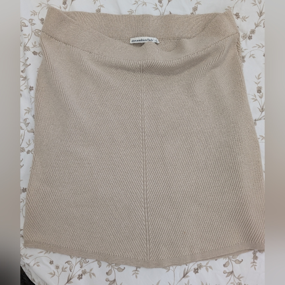 Abercrombie & Fitch Neutral Beige Ribbed Mini Skirt